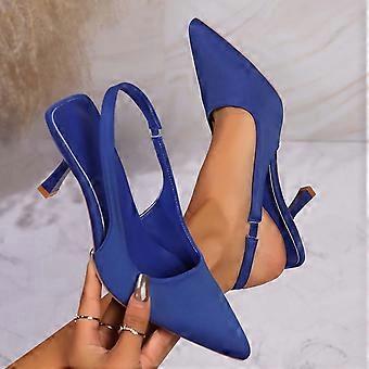 Låga klackar med stängd tå och klänningar för kvinnor. Kitten Heel Spetsig tå. Sexiga klassiska, bekväma pumps med klack, justerbar fotledsrem.