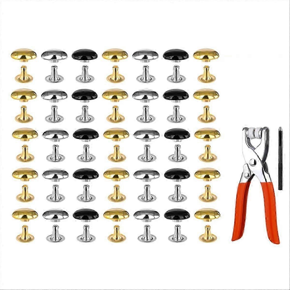 180 Sets Leather Rivets, 8mm Double Round Cap Leather Rivets