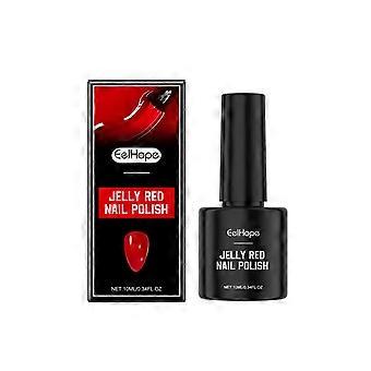10 ml rød gelé neglelak, langtidsholdbar, hurtigttørrende, transparent gelérød/nøgen farve, vandbaseret neglelak