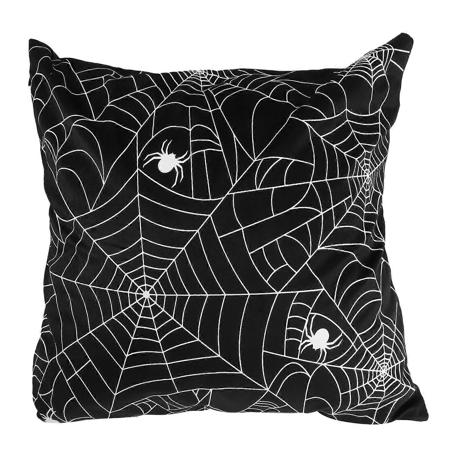 Halloween Decorative Cushion Cover Spider Web Pattern Throw Pillow 2Pcs