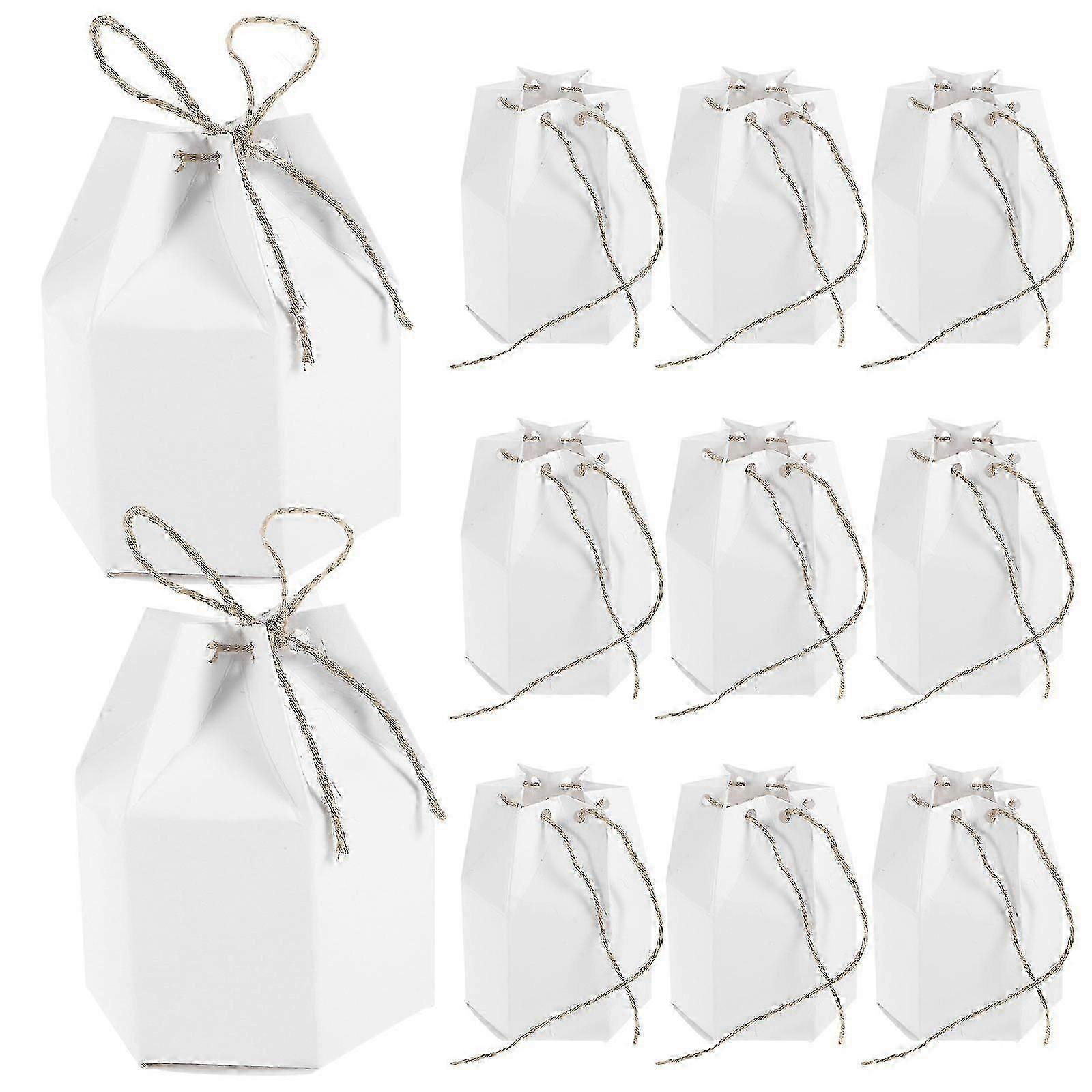50Pcs Hexagon White Paper Candy Boxes, Storage Use