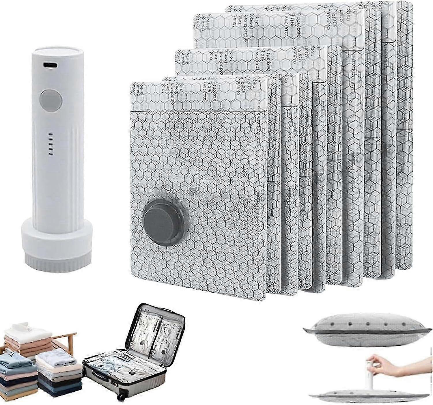 Cordless Travel Vacuum Compression Bag Set - Usb Pump, 6/9 Pack
