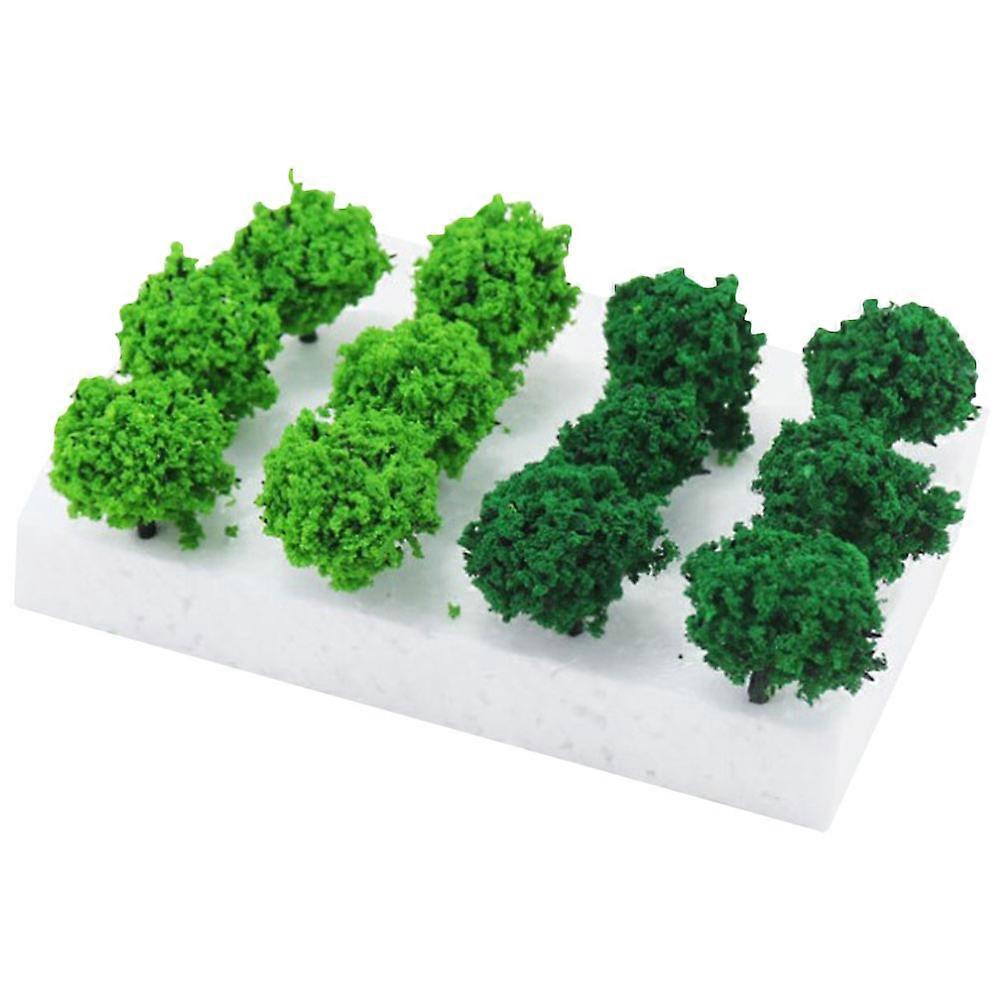 Green Plastic Landscape Tree Model for Decor 1 Box Mini Bush Tuft Cluster