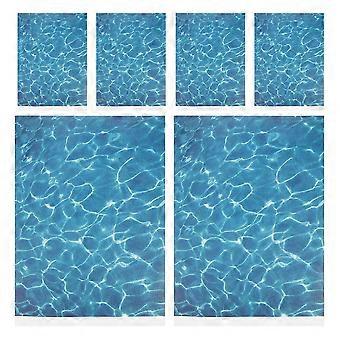6 folhas de adesivos de fundo com ondas oceânicas em micro-paisagem para mesa de areia, removíveis, com padrão de água, para quarto infantil, sala de estar e parede do escritório.