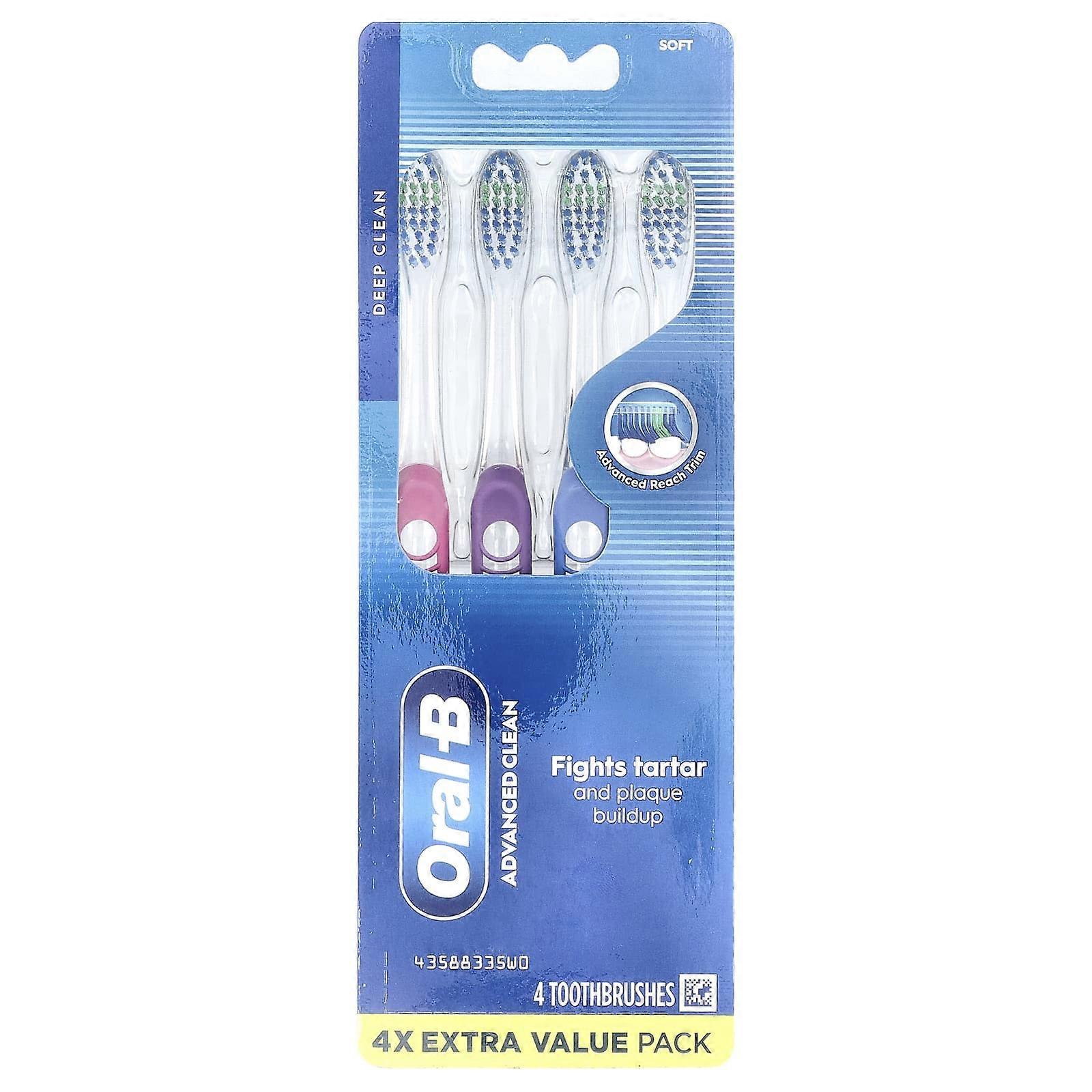 Oral-B, Advanced Clean Toothbrush. Soft , 4 Pack, 2-Pack