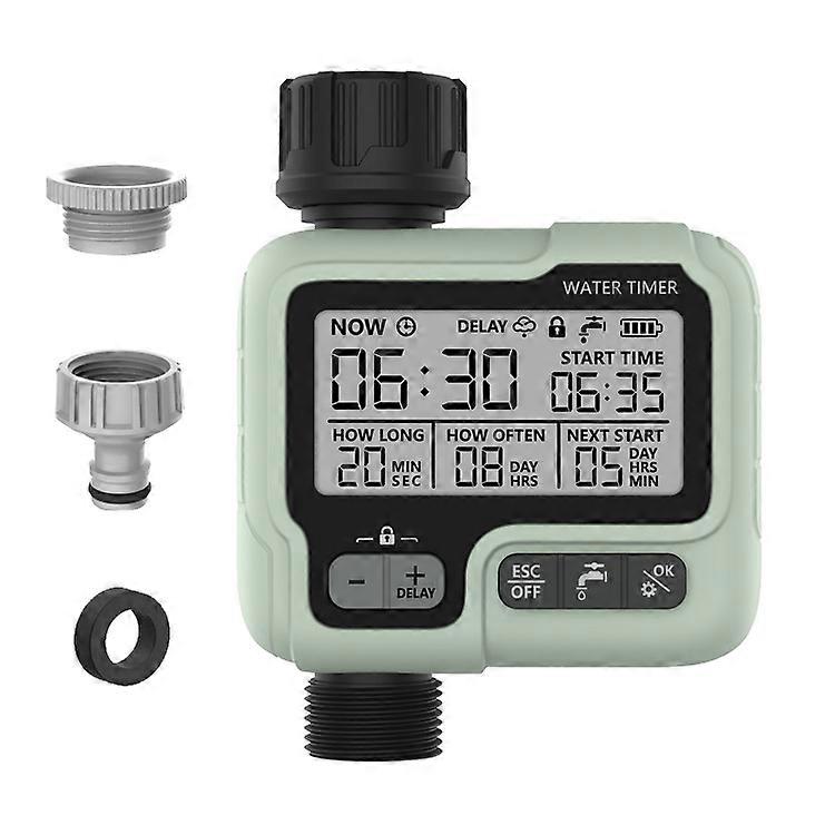 Watering timer, sprinkler timer, programmable outdoor hose faucet timer with rain delay/manual/automatic irrigation