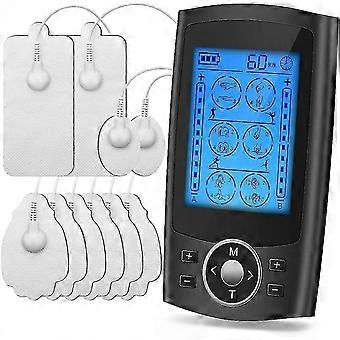 Dual Channel Tens Ems Device, 24 Modes Muscle Stimulator For Pain Relief Therapy, Electronic Pulse Massager, Muscle Massager With 10 Massage Cushions