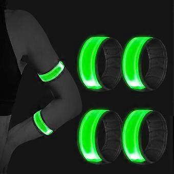 Reflective LED Armbands 4 Pack, Waterproof Adjustable, 3 Lighting Modes for Night Running, Cycling, Walking Safety