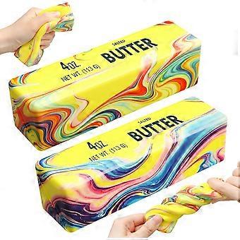 Neues Regenbogen-Butter-Quetschspielzeug, realistisches, langsam aufsteigendes Stressabbau-Spielzeug, lustiges, lebensmittelförmiges Fidget-Spielzeug für Erwachsene zur Konzentrations- und Angstlinderung