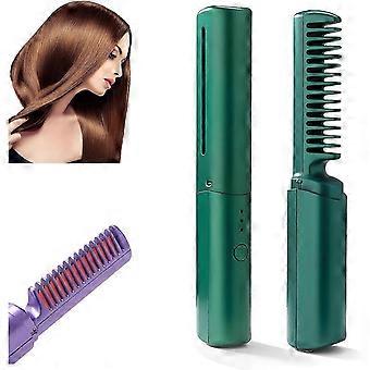 Mini cepillo de alisador de cabello portátil, cepillo de alisador de cabello inalámbrico, alisador recargable USB y rizador para regalo de mujer