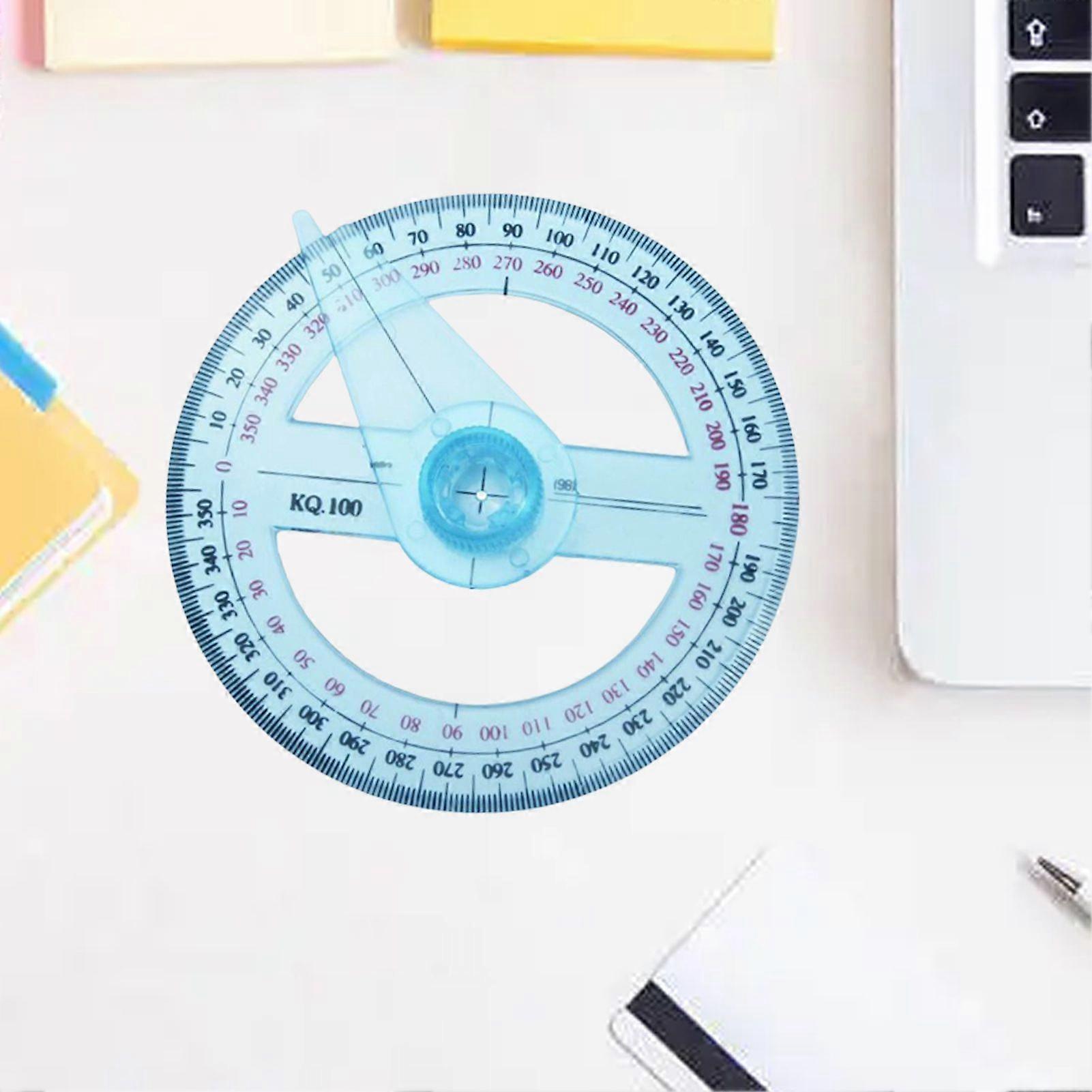 Protractor Ruler Rotatable Easy to Read Portable Clear Scale Wide Application Labor-saving Plastic Angle Protractor with 360 Degree Rotating Pointer f