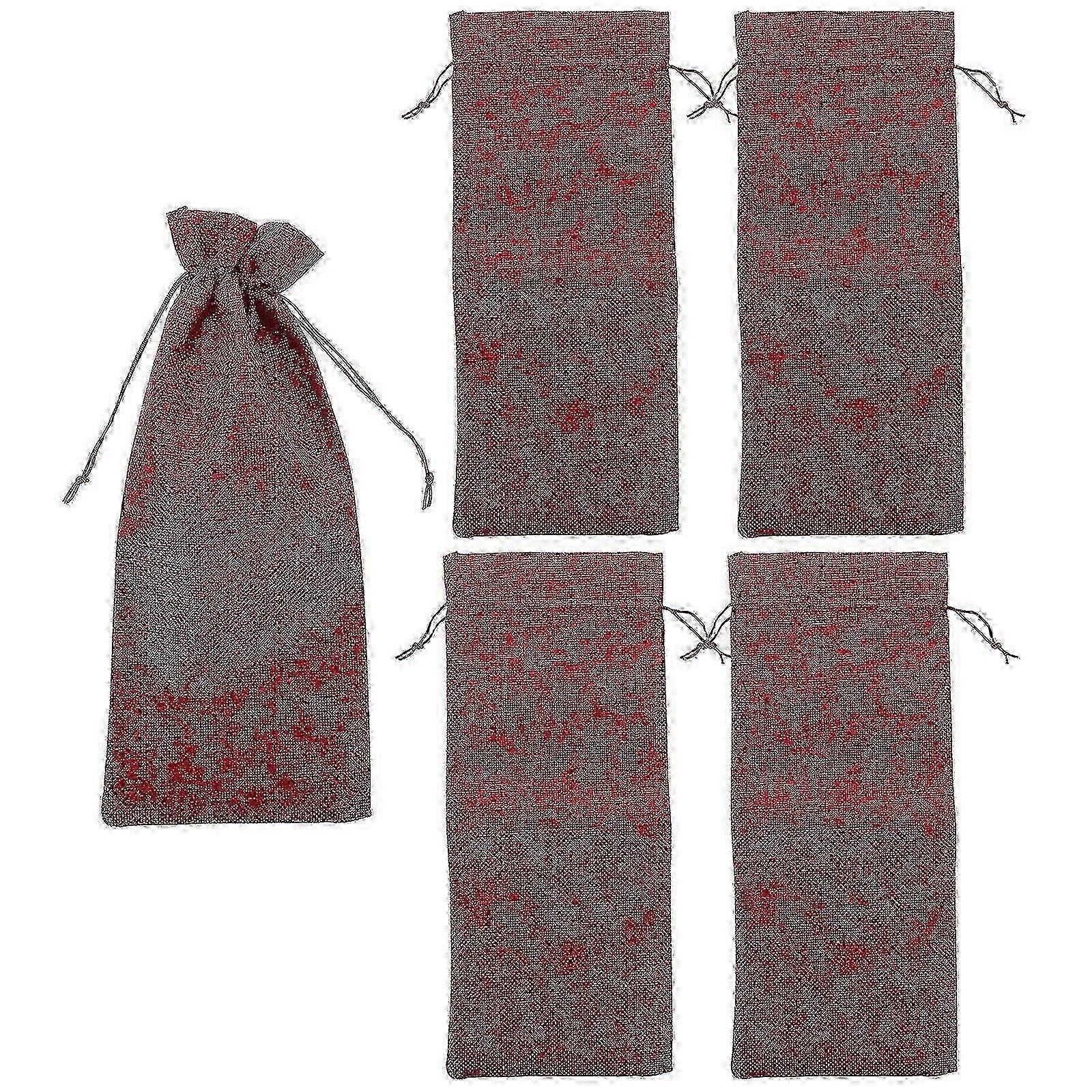 5Pcs Red Bag Linen Drawstring for Protection