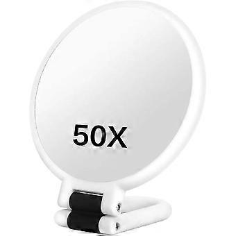 50X Magnifying Mirror, Double-Sided Magnifying Makeup Mirror with 360 Degree Adjustable Handle, Handheld Wall Mount Tabletop Mirrors