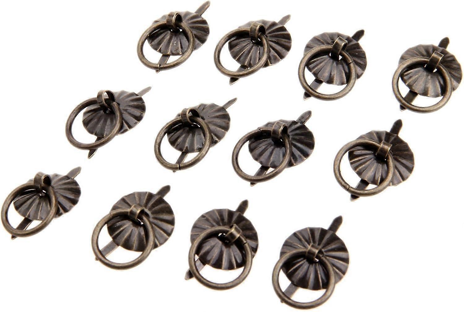 12-pack small ring handle knobs, retro mini style, suitable for dressing table drawers