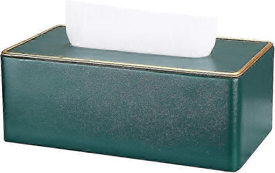 Dark Green Rectangular Leather Tissue Box (Dark Green)