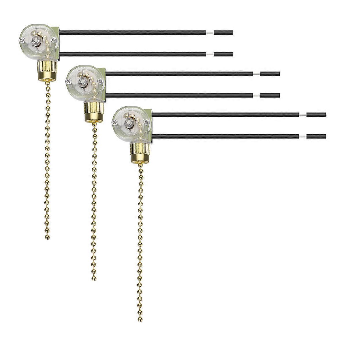 Mobestech Fan Pull-Chain Switch for Lighting Control 3Pcs Golden Set