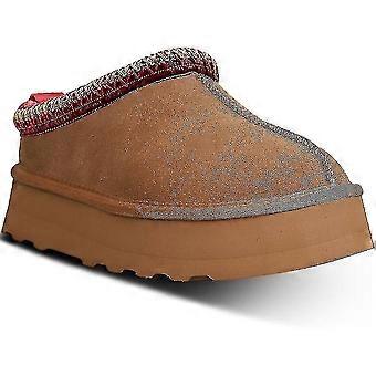 Damen Plateau Mini Stiefel Hausschuhe für Damen Indoor-Hausschuhe Slip On Pelz Fleece gefüttert Wildleder Kurze Stiefeletten