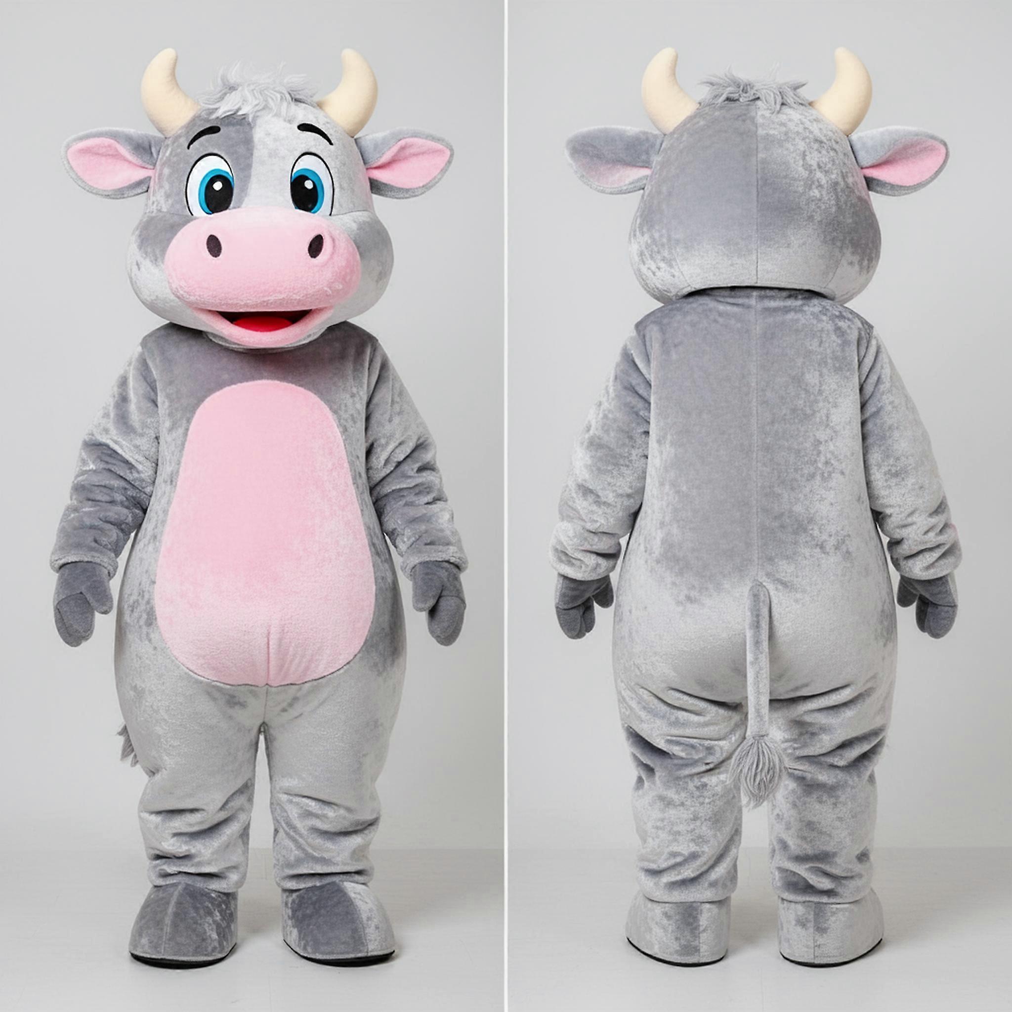 MASTICOT Silvery Plush Cartoon Cow Mascot