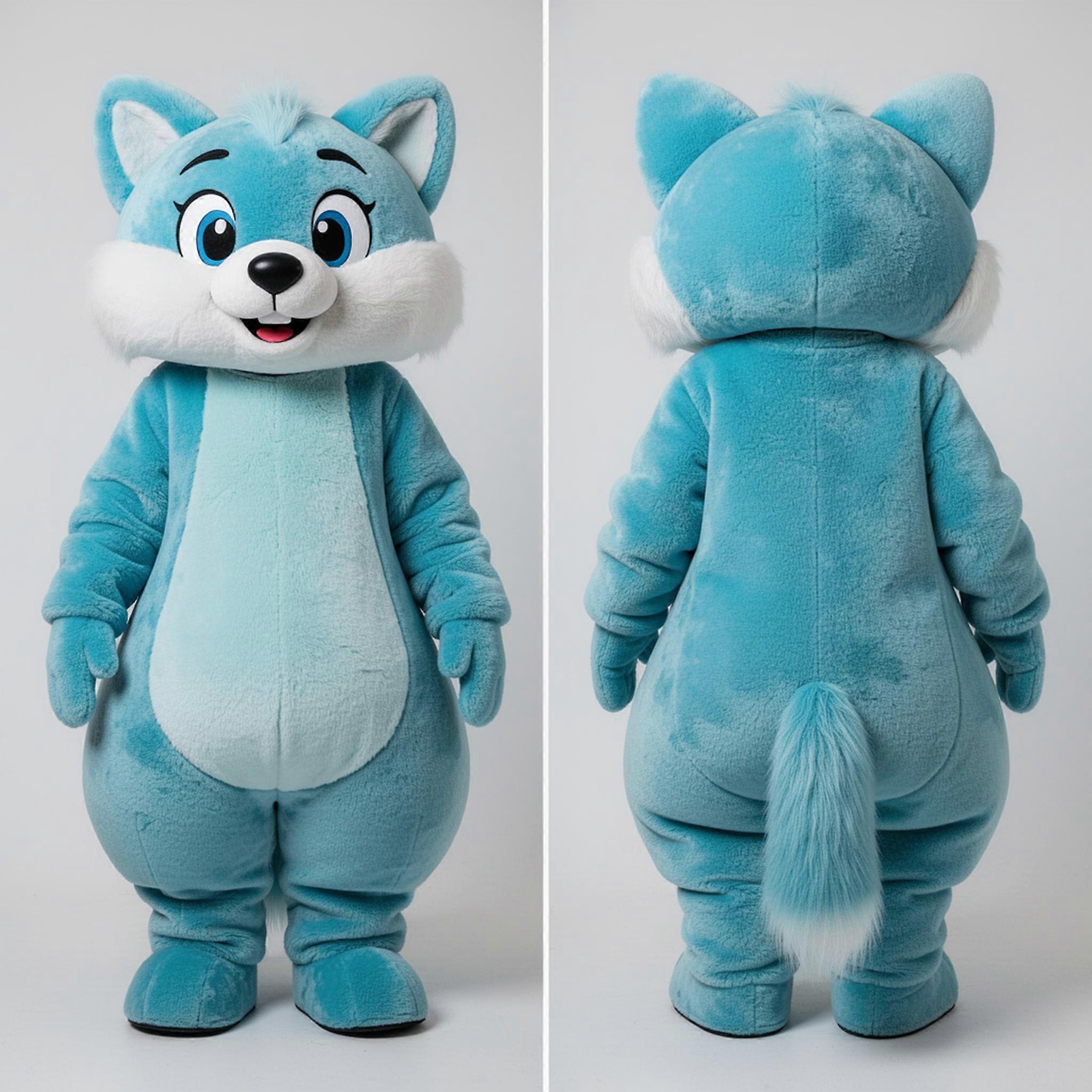 MASTICOT Cyan Velvety Ermine Mascot