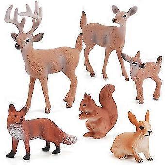 Simulação animal veado esquilo raposa vermelha modelo animal definir mini floresta estátua animal presente brinquedo de presente