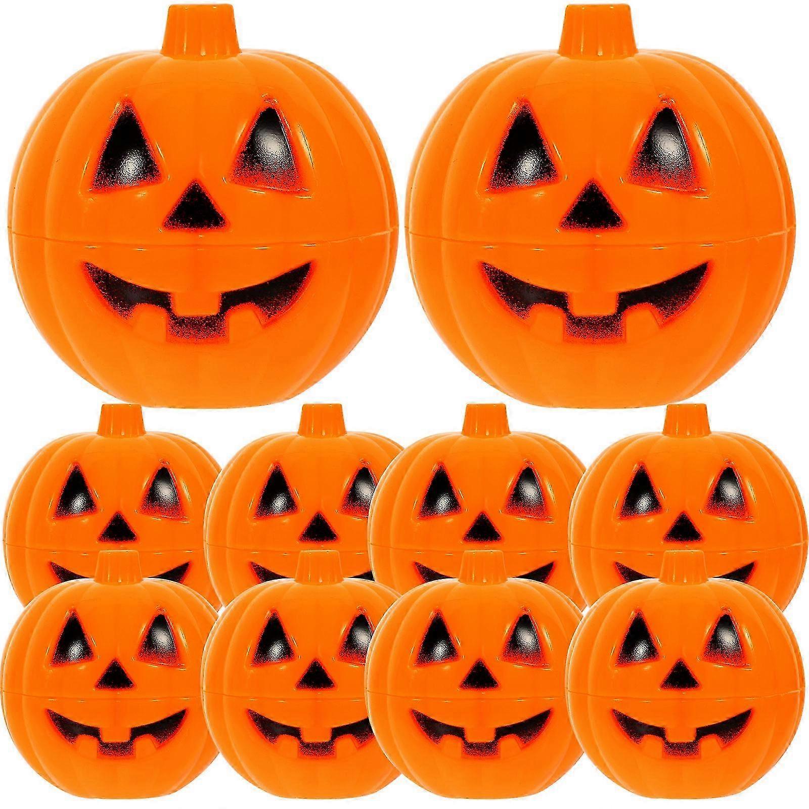 12Pcs Yellow Halloween Pumpkin Plastic Storage Boxes Gift Holding Containers