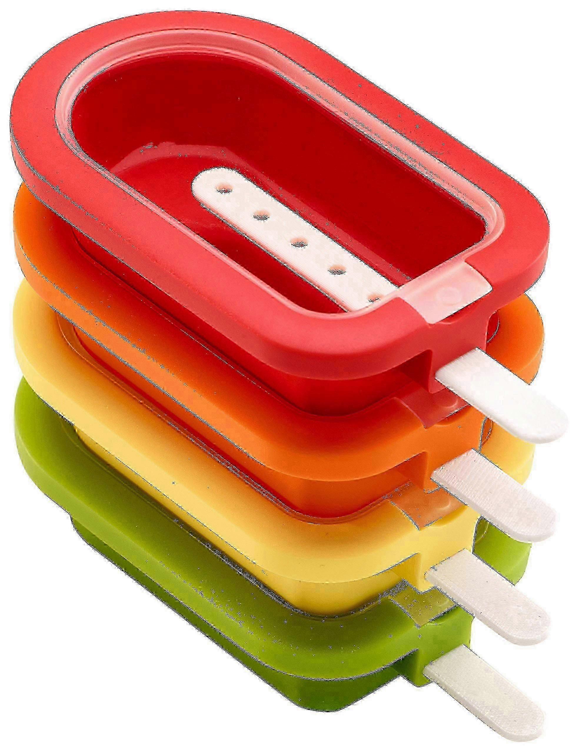 Silicone Ice Cream Molds 4-Piece Assorted Colors Stackable Design KF