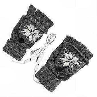 Winter Hiking Heated Half Finger Gloves, Elastic Knitted Material, 20x10cm Rechargeable Hand Warmers, 1 Pair