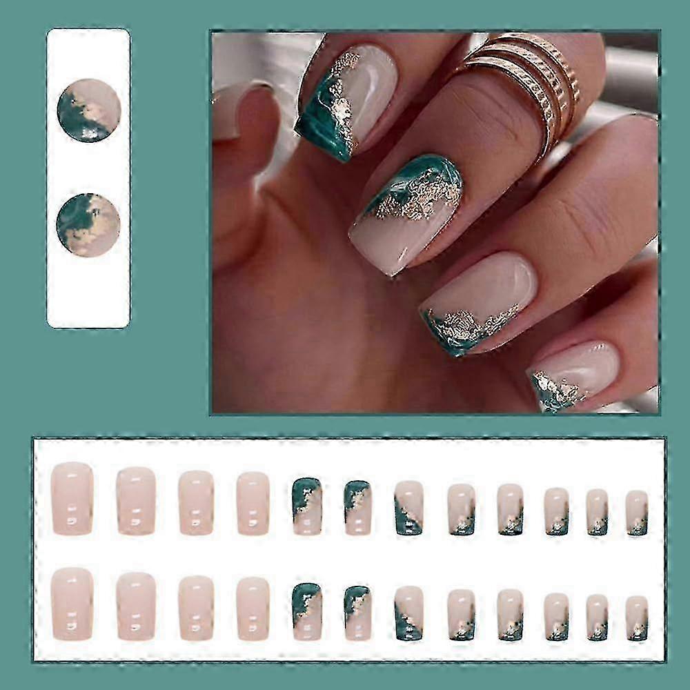 24 Pcs Medium Square Acrylic Press On Nails