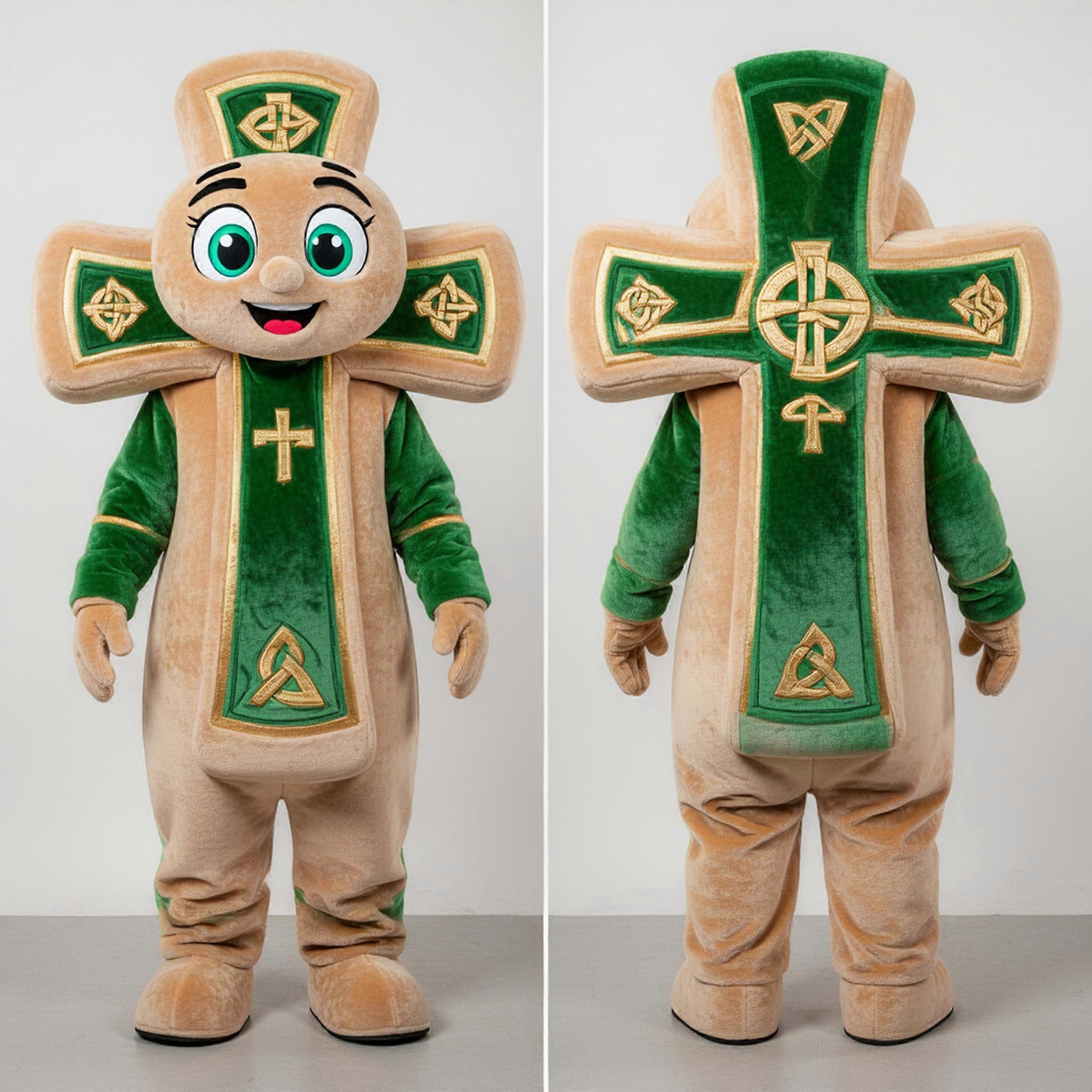 MASTICOT Tan Velvety Celtic Cross Mascot