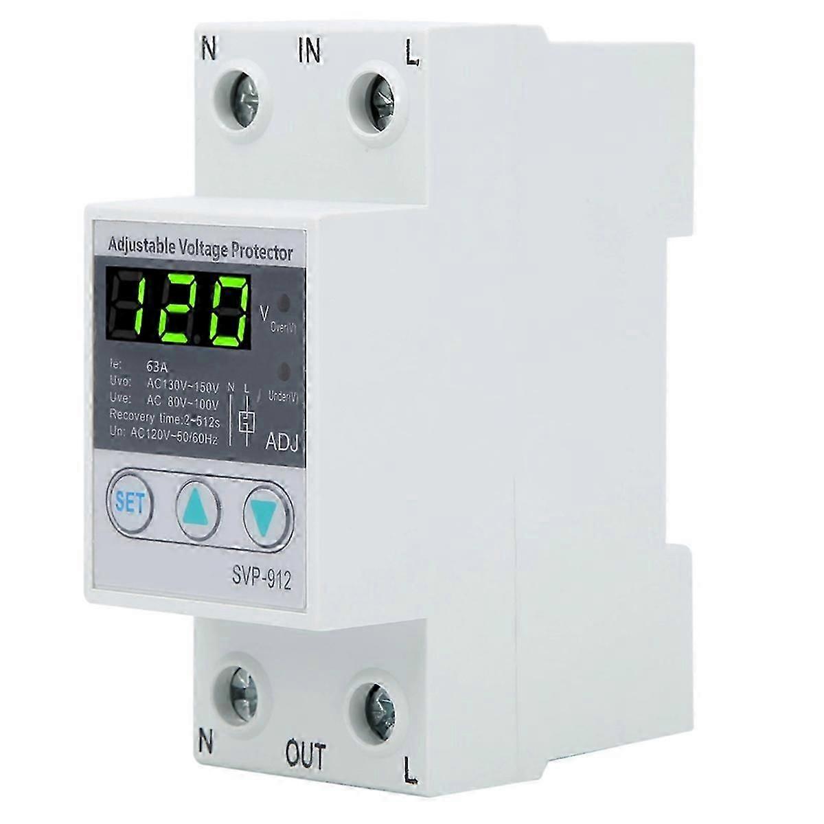 SVP912 120V AC Adjustable Self Recovery Under Voltage Current Protector Voltage Automatic Reset Prot