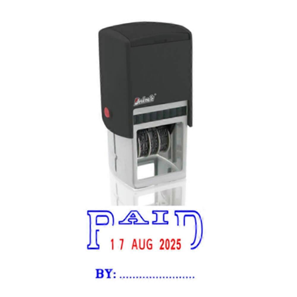 PAID DATE Deskmate Self Inking Stamp Ergonomic Replaceable Built In Inkpad