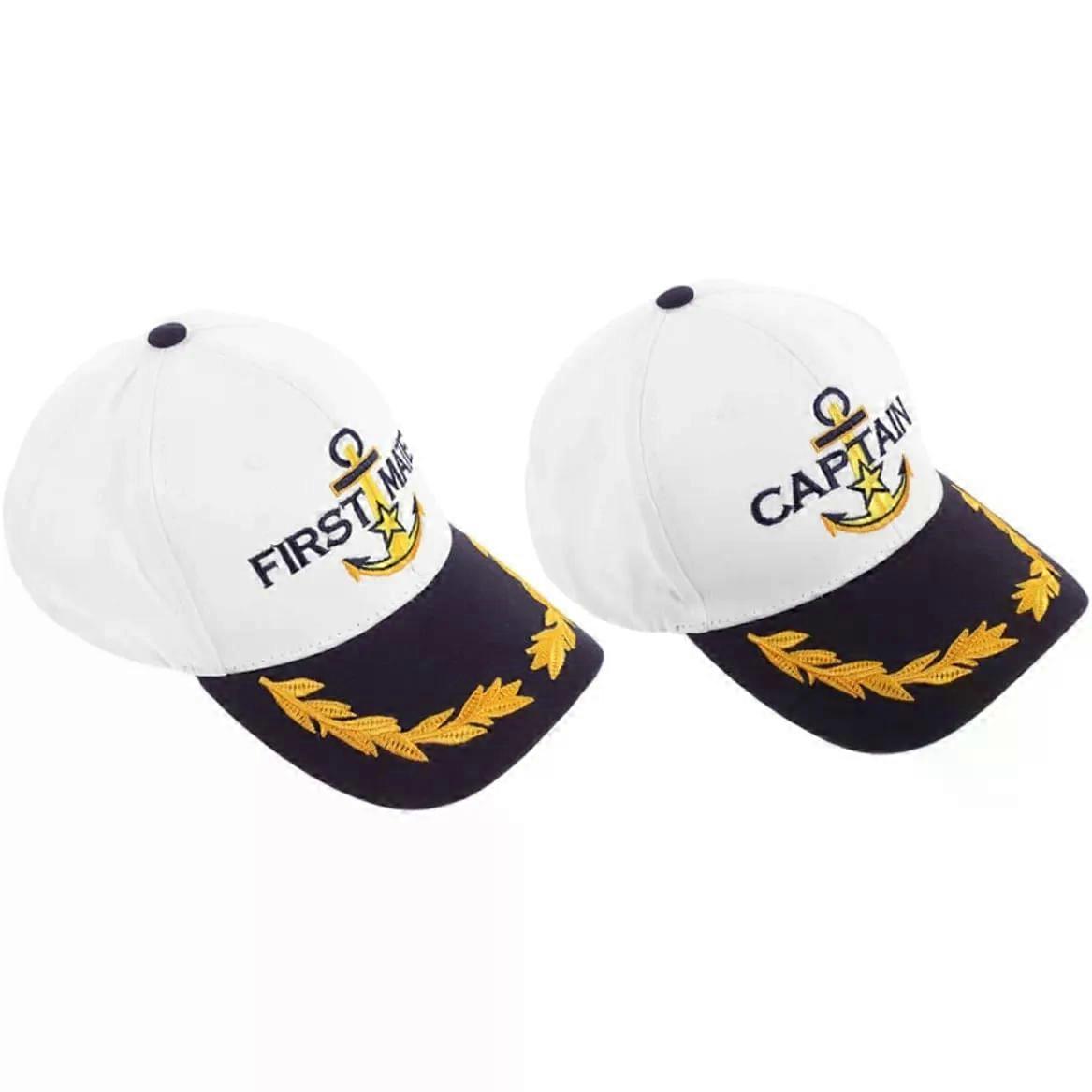 White Captain Baseball Caps Sun Visor 2 Pcs for Men Cotton Polyester