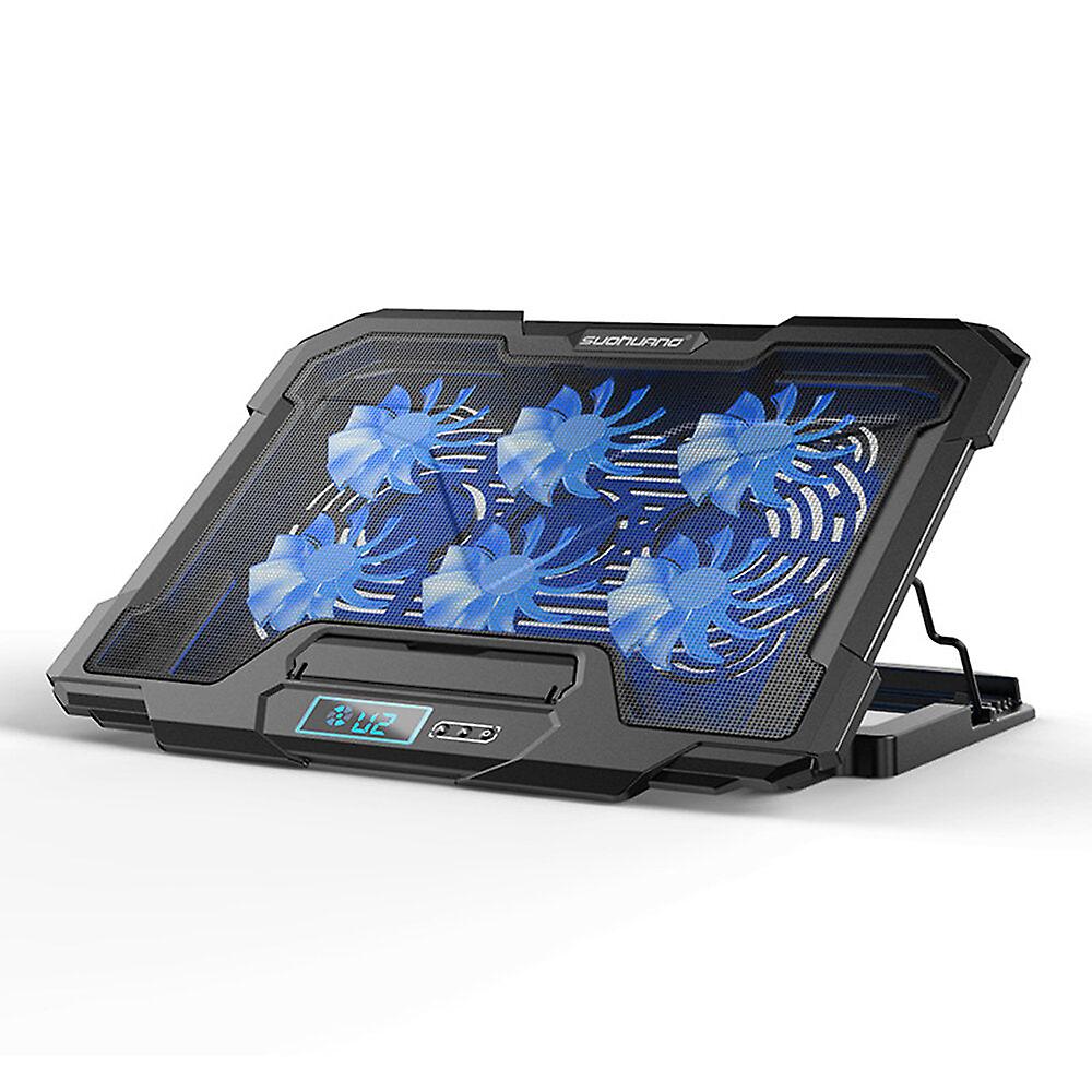 Laptop Cooling Pads Cooling Fans With 6 Fans, Wind Speed Adjustment, Height Adjustment, Display Screen For 12-17.3 Inches Laptop