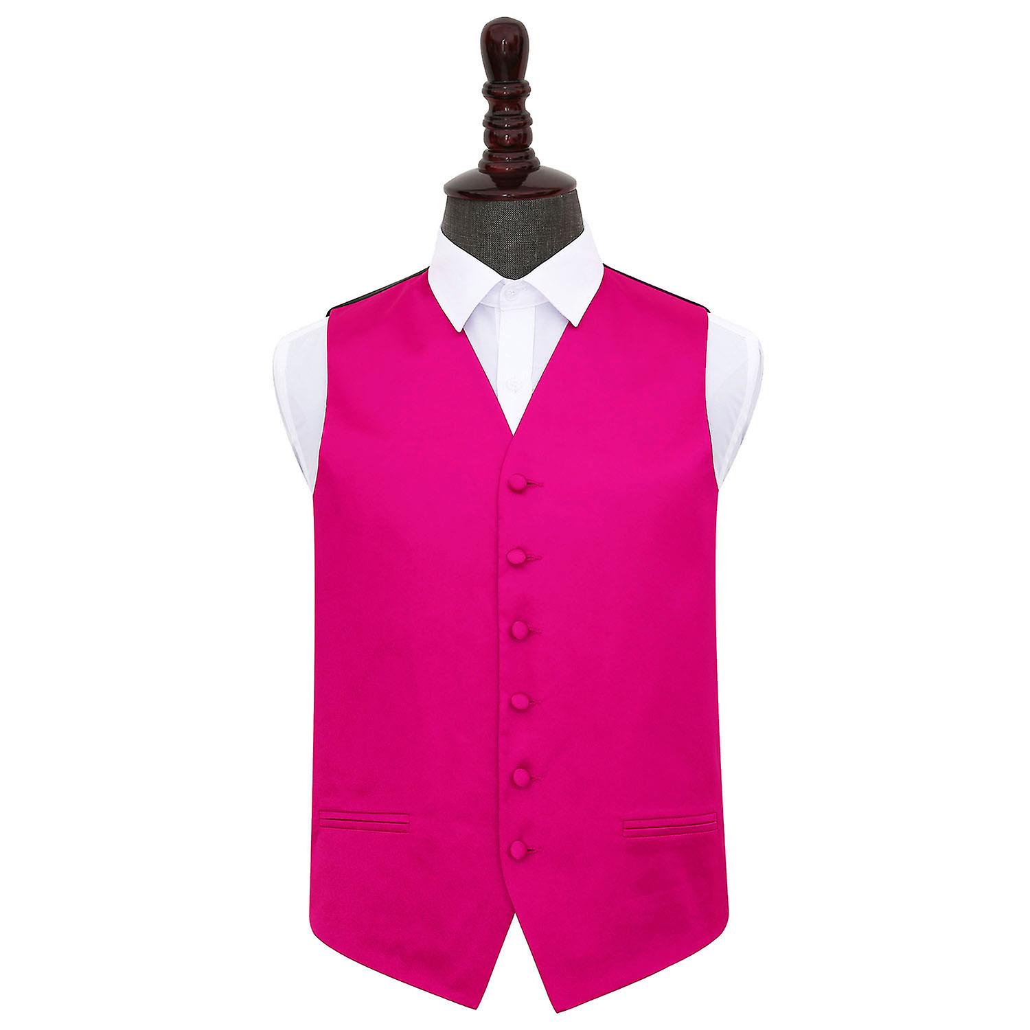 Hot Pink Plain Satin Wedding Waistcoat