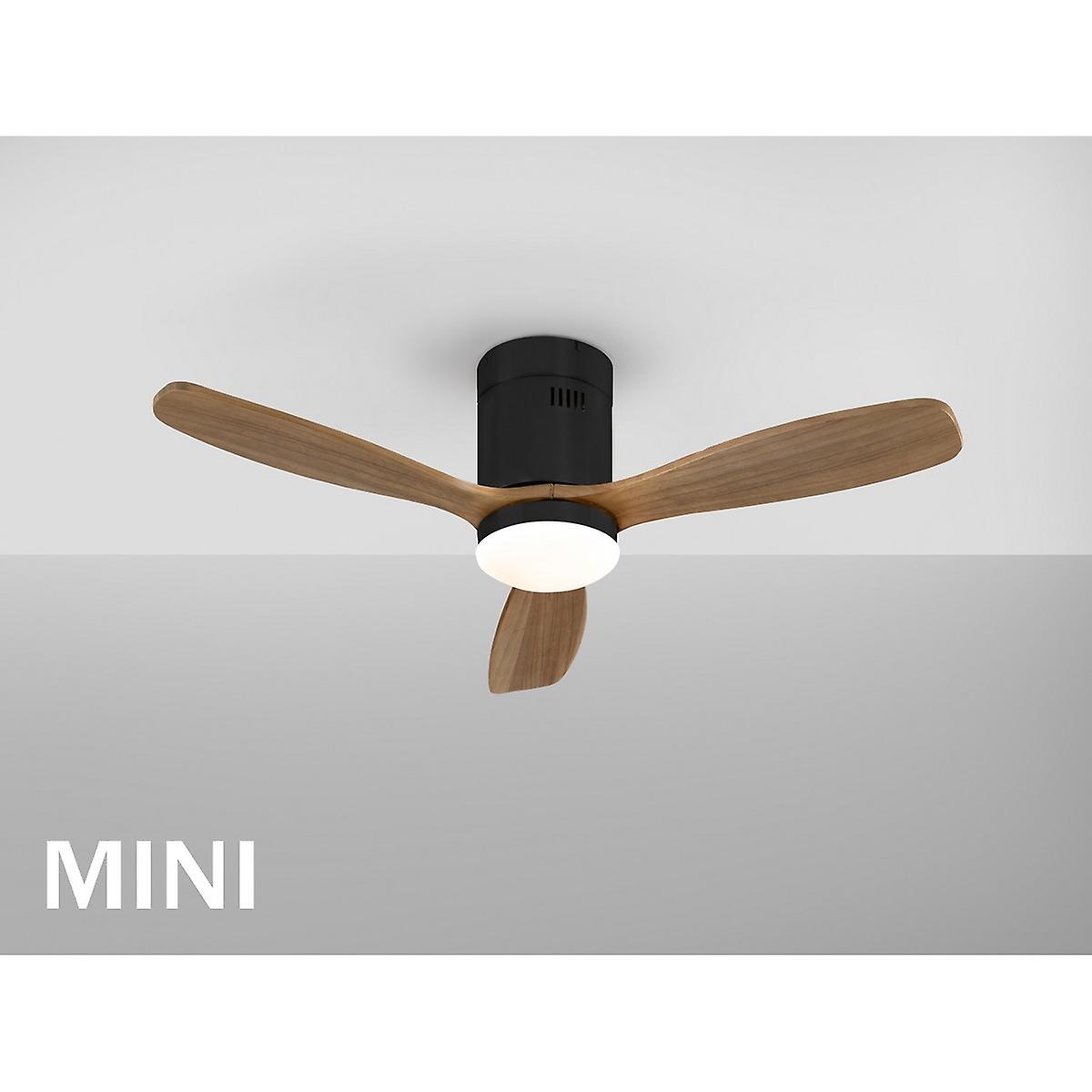 Siroco Mini 6 Speed Ultra Quiet Ceiling Fan Black, Walnut 3000-5000K, Remote Control, Timer & Reversible Functions