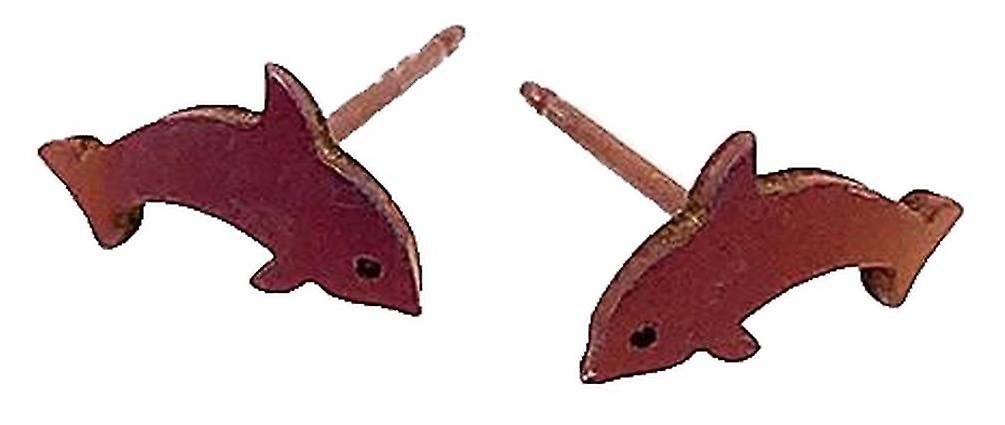 Ti2 Titan Delphin Ohrstecker - Braun