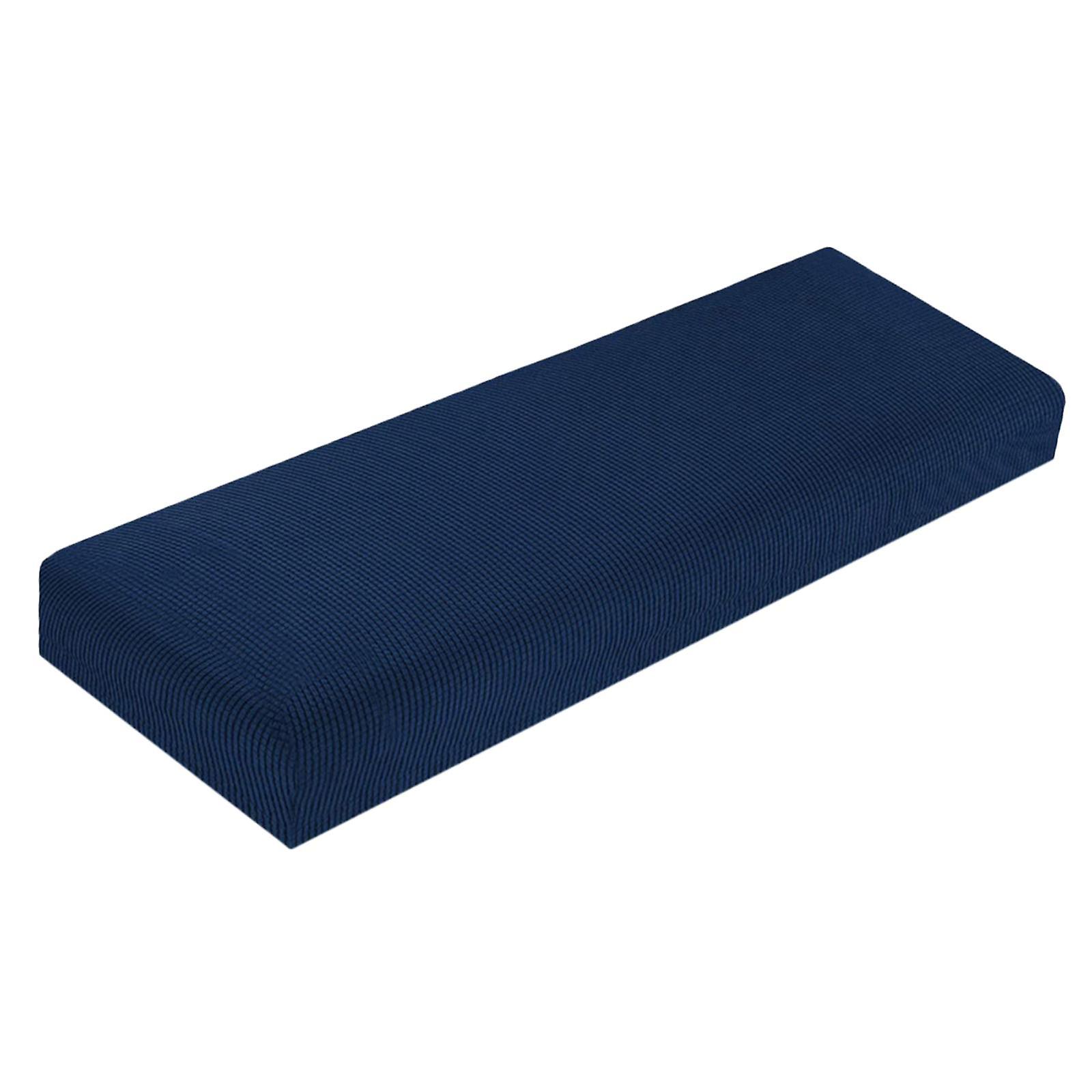 Soft Stretch Bench Covers Rectangle Cushion Slipcovers with Strap Blue