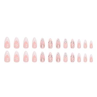 Pearl & Rhinestone Embellished Fake Nails Lightweight Durable Thin Full Cover Nails For Professional Nail Salons