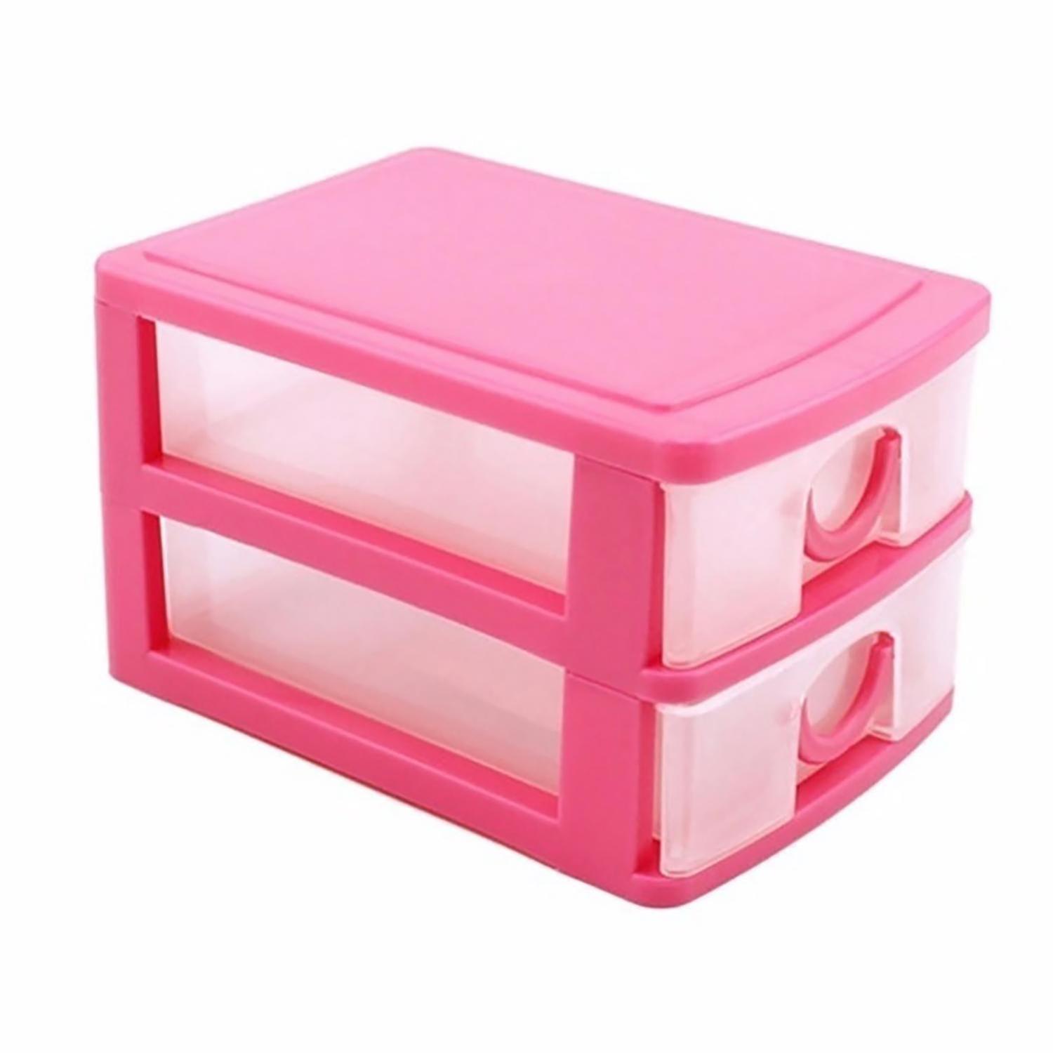 Scatola di immagazzinaggio antipolvere tipo di cassetto a strati multipli Jewelry Cosmetic Desk Organizer per la casa Rosa