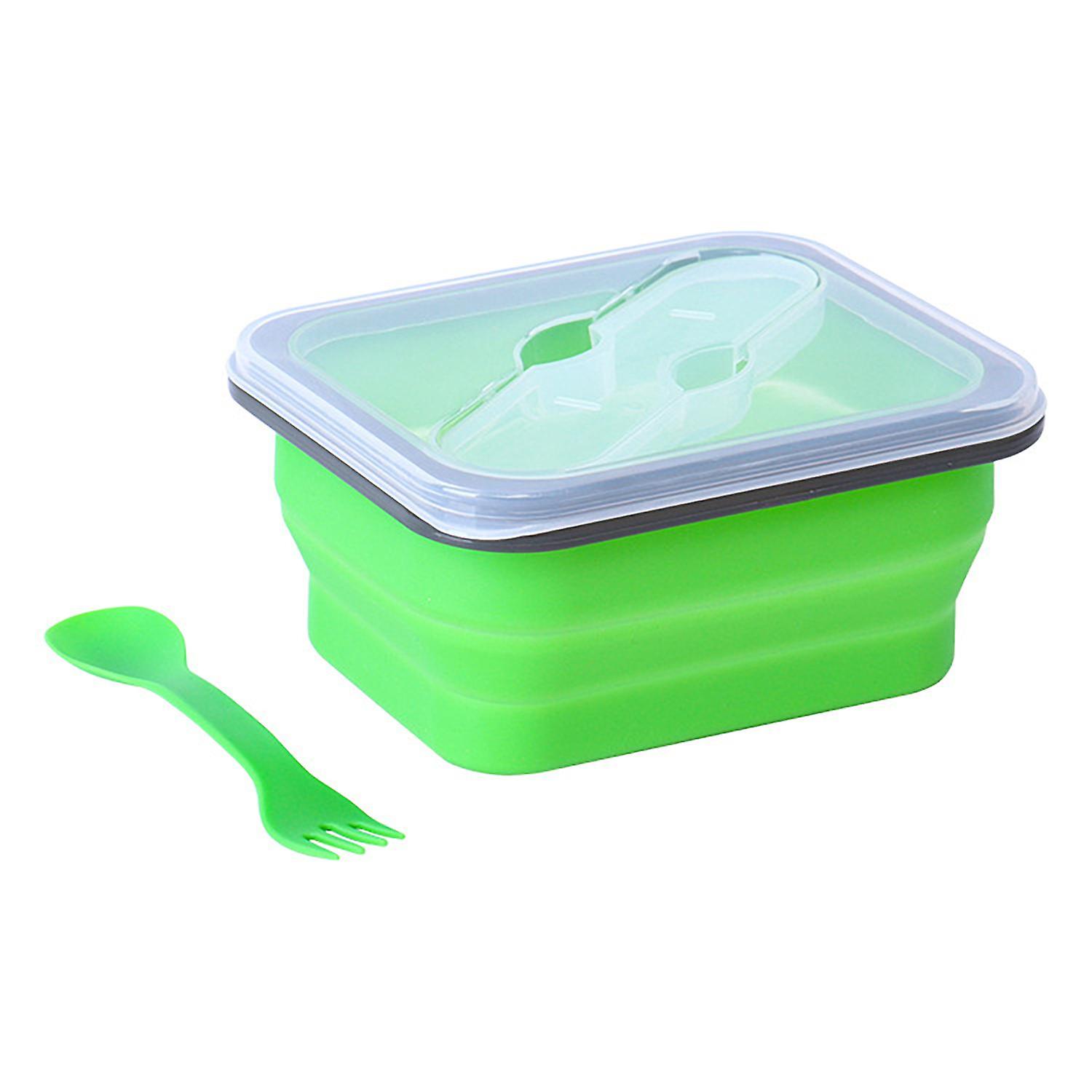 1 Set 600/700ml Lunch Box Foldable Microwaveable School Students Portable Food Container with Spoon
