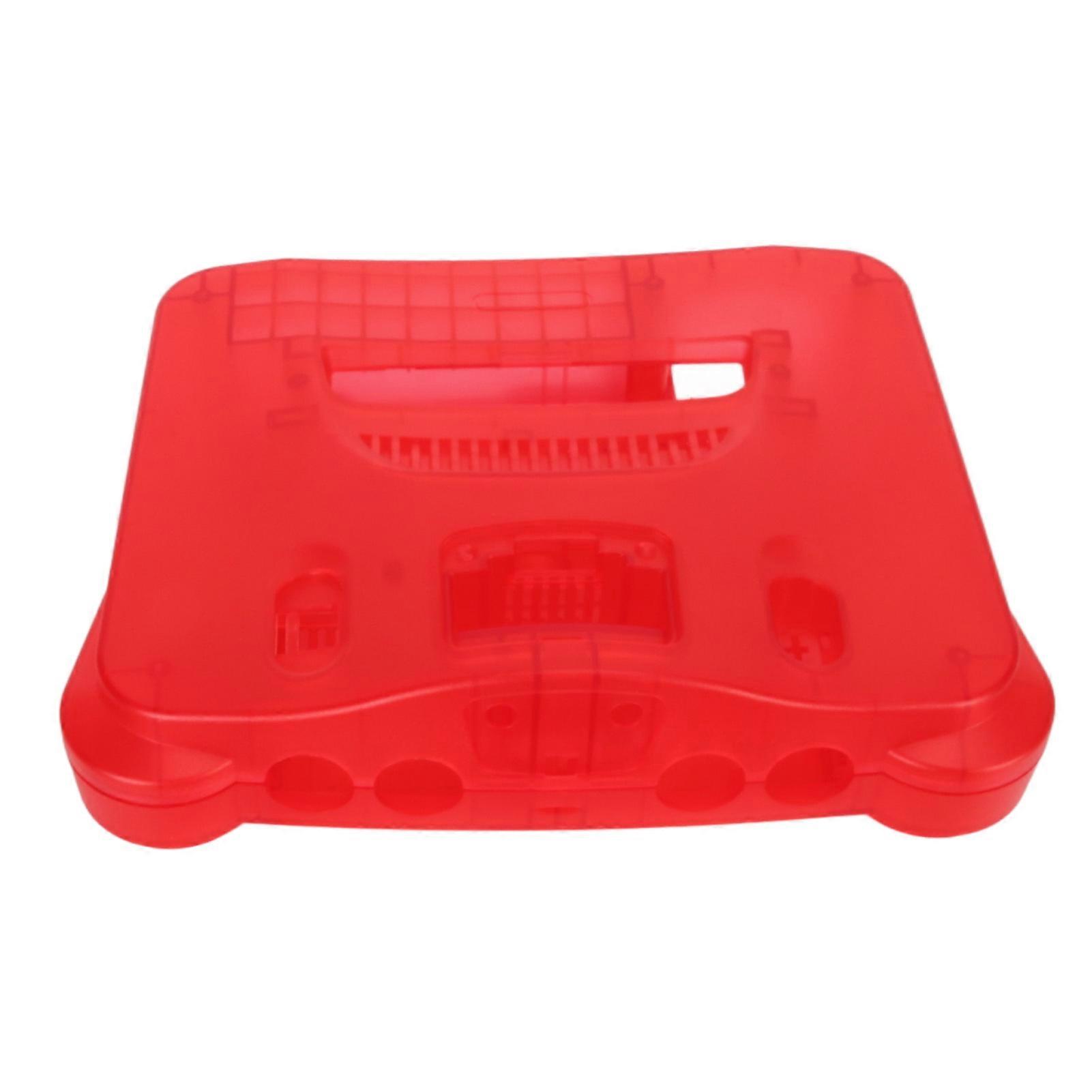Game Console Replacement Case Retro ABS Sturdy Professional Replacement Shell for N64 Transparent Red