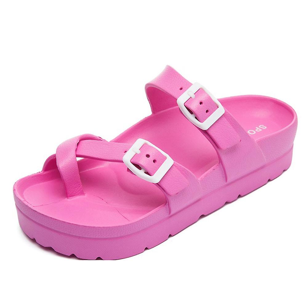 Thick Sole Flip-Flops with Adjusted Buckle Lightweight Non-Slip Beach Shoes for Shopping Dating