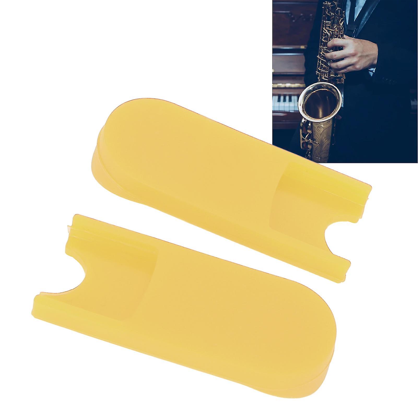 2PCS Saxophone Doigt Repose-doigt Coussin Protecteur de pouce avec selle Instruments à vent AccessoiresJaune 