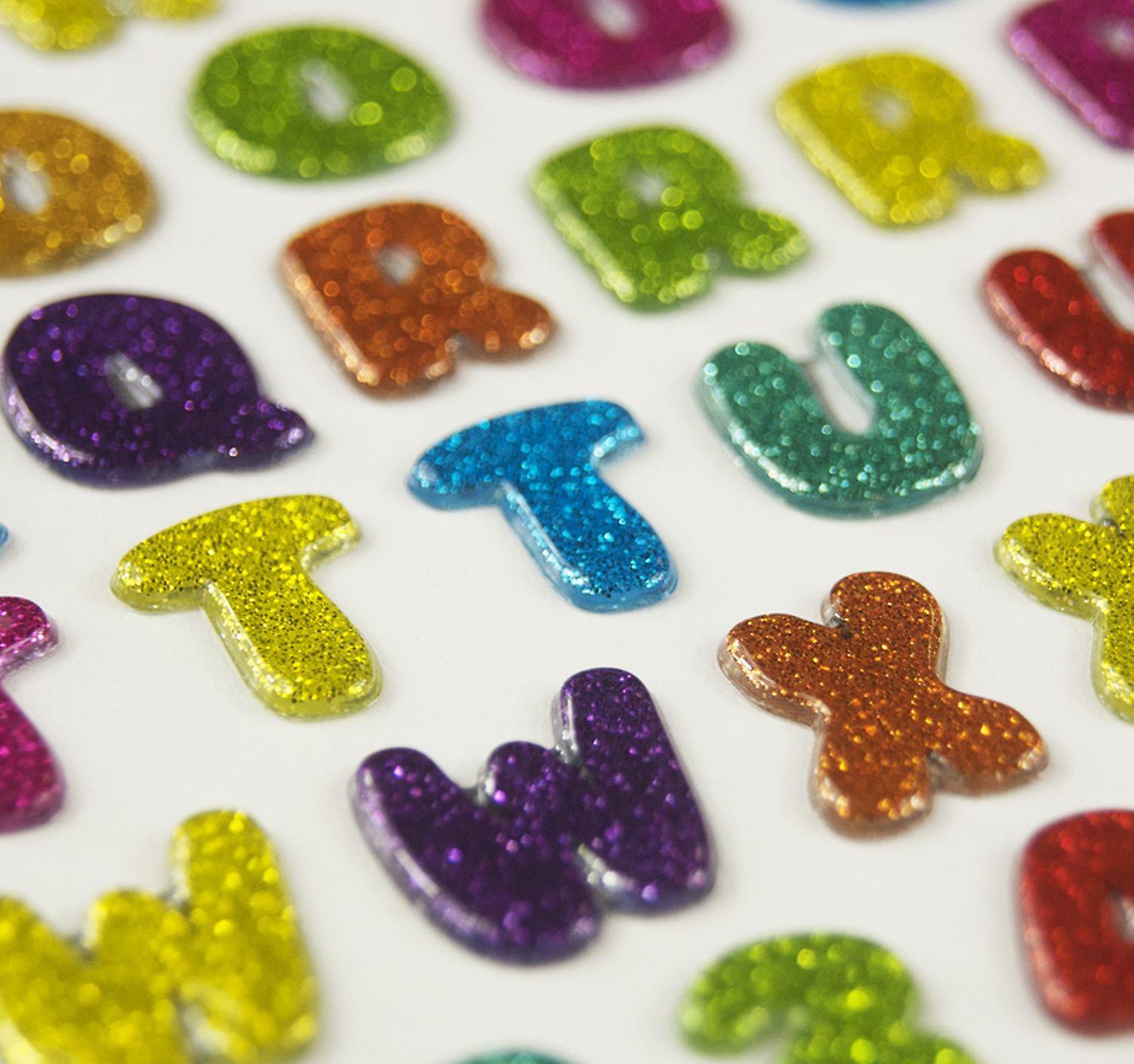 88 3D Stickers - Alphabet - Colored - Glitter