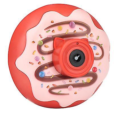 12.5*7*12.5Cm Red Bubble Blowing Toys Donut Bubble Machine Electric Light And Music Automatic Bubble Blowing Camera Children's Toy Az19246