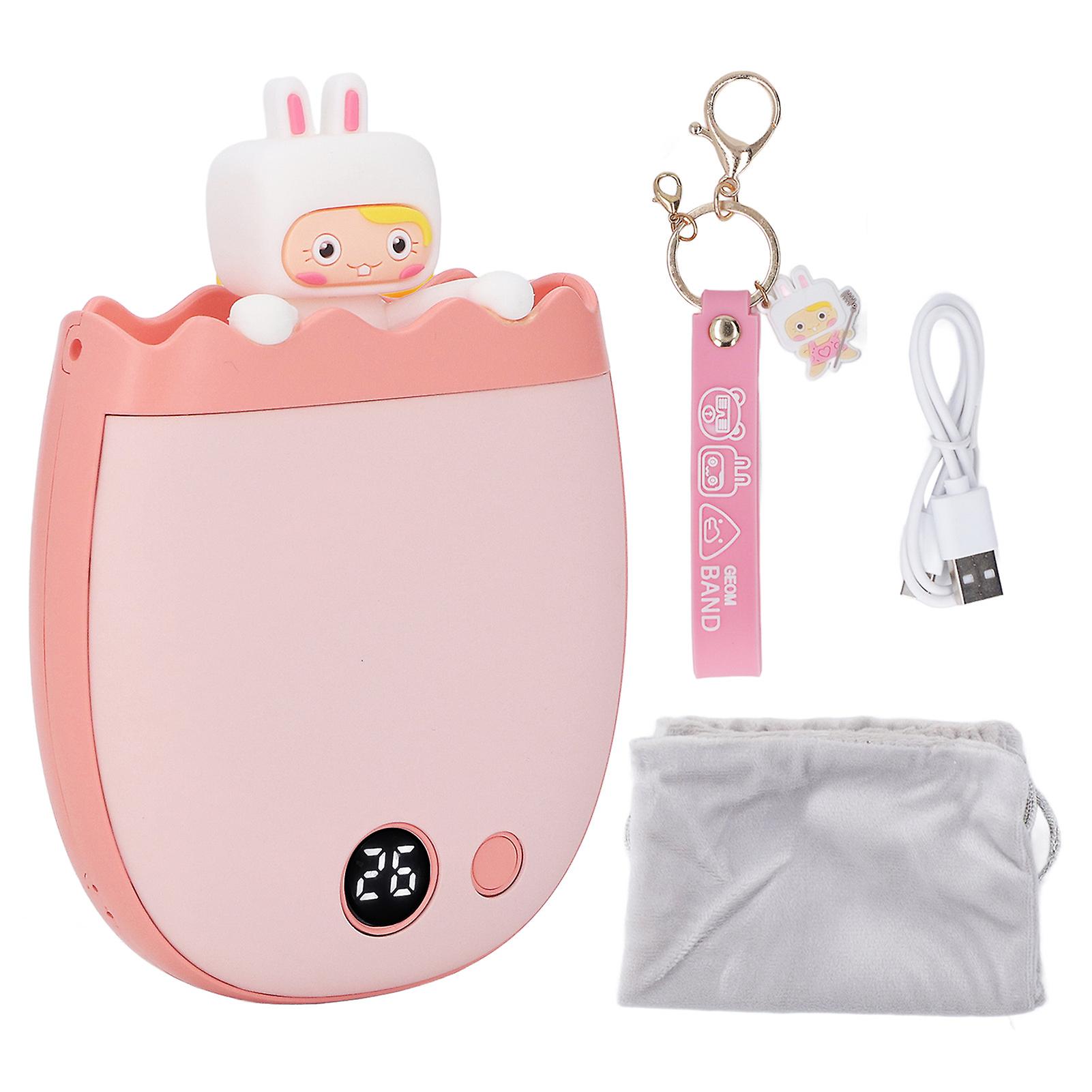Cartoon Mini Portable Double-Sided Heating Hand Warmer - Pink
