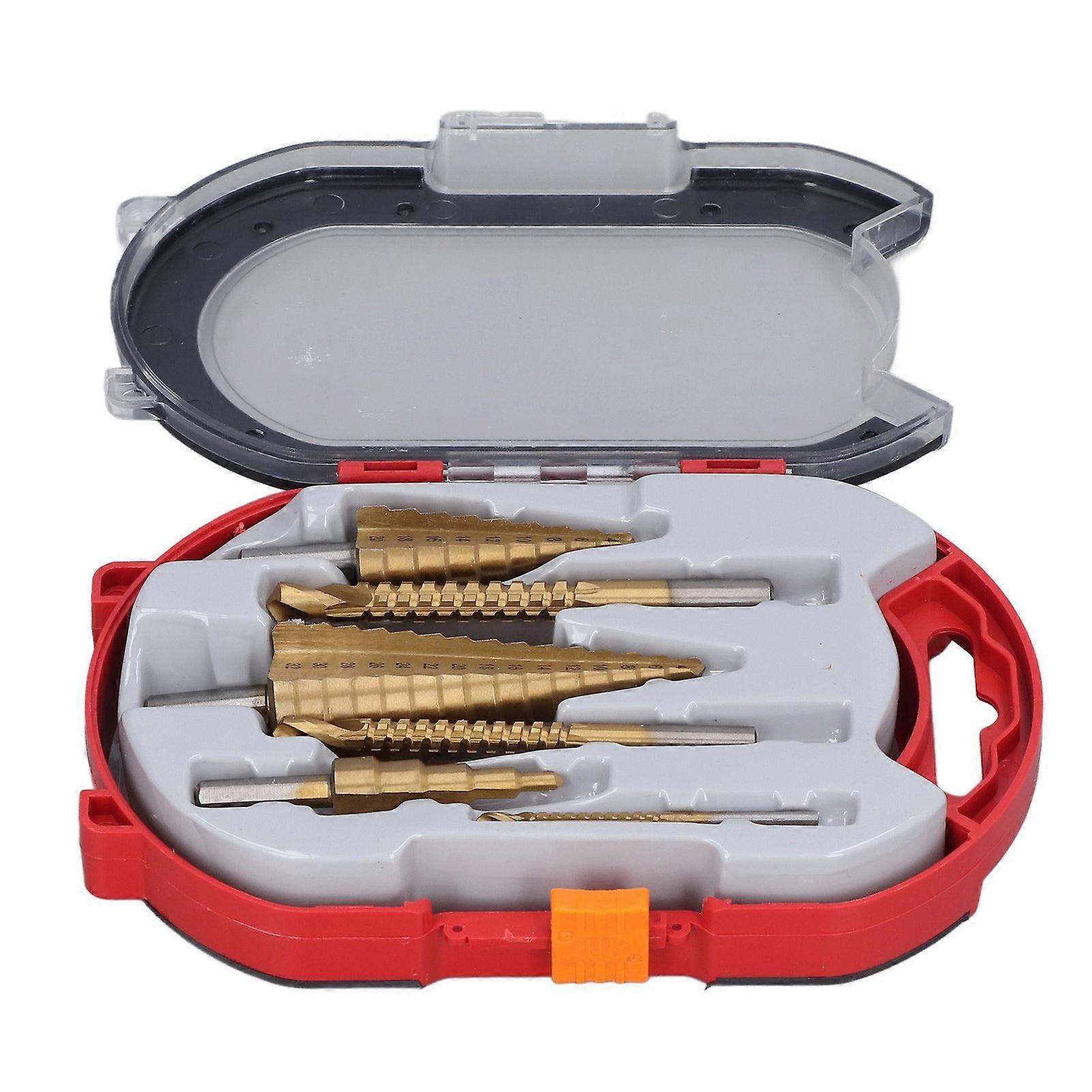 6Pcs/Set Straight Flute Step Drill Set Round Shank Titanium HSS Saw Bit for Reaming Metal