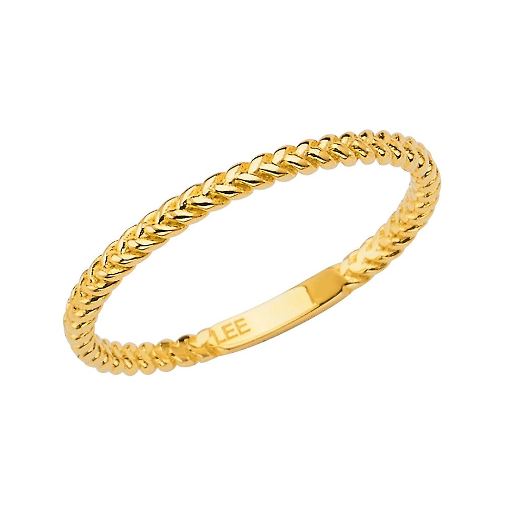 14k Yellow Gold Braided Shape Stackable Band Ring Size 7 Stackable Ring for Women and Men