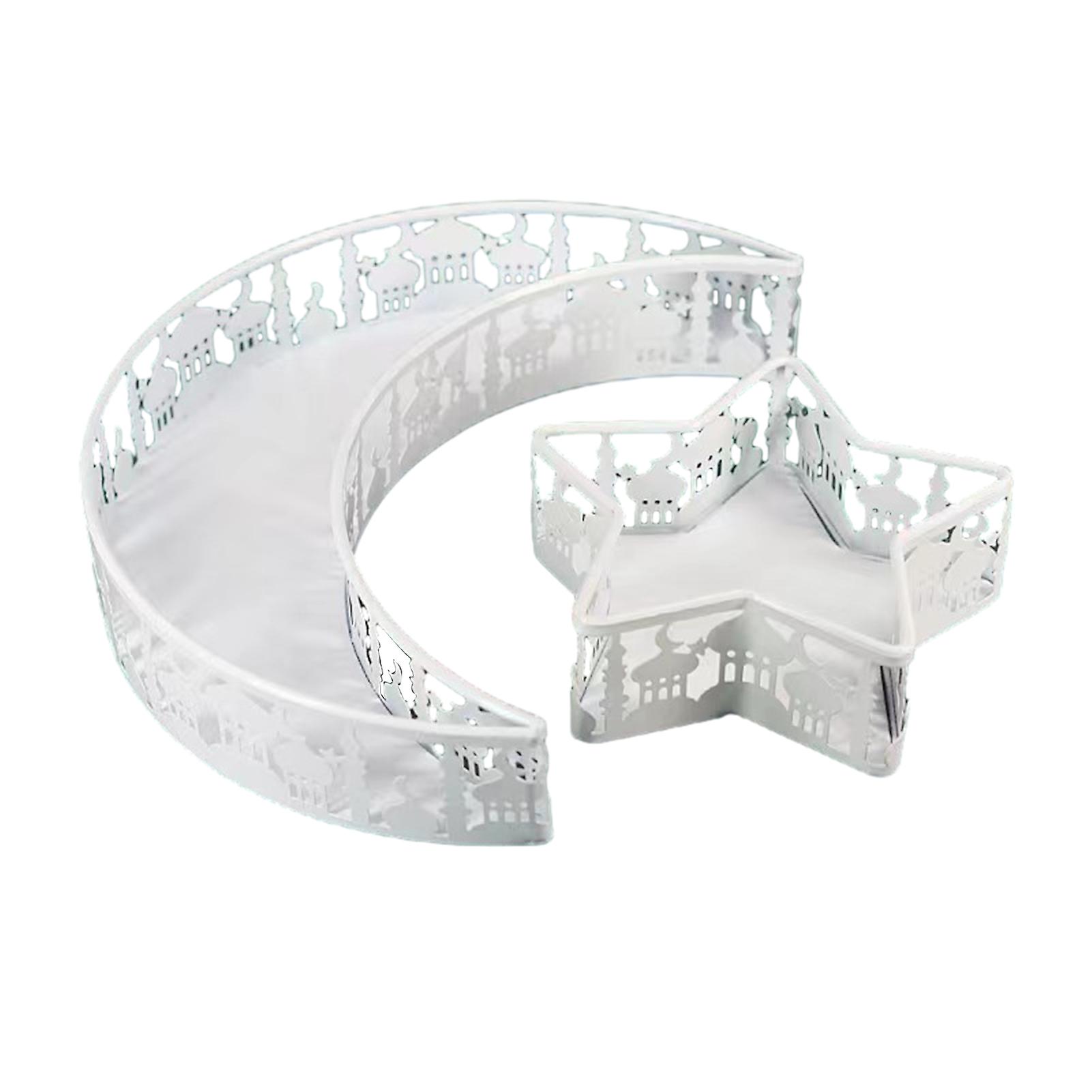 Iron Moon Stars Storage Plate for Eid al-Adha Islam Snack Display Holder for Family Gatherings Party