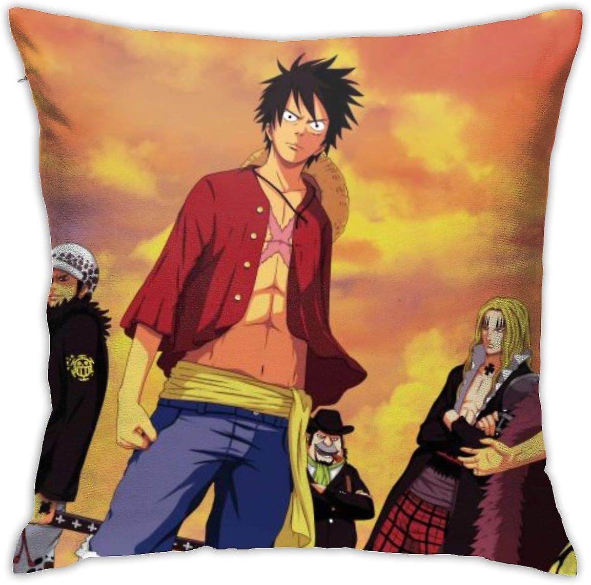 アニメ漫画ワンピーススロー枕カバー18 x 18インチ、枕カバーモダンクッションカバースクエア枕カバーデコレーション-s345